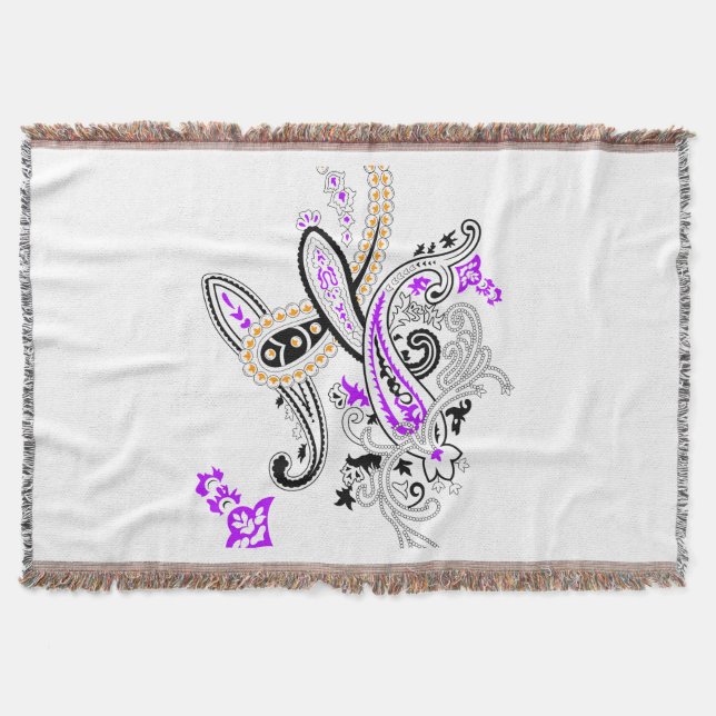 Élégante couverture jetée tissée à motif paisley f (Devant)