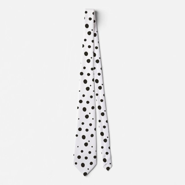 Élégante cravate à pois noir et blanc (Devant)