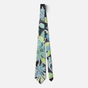 Elégante Cravate d'aquarelle bleu fleurie pour Mar