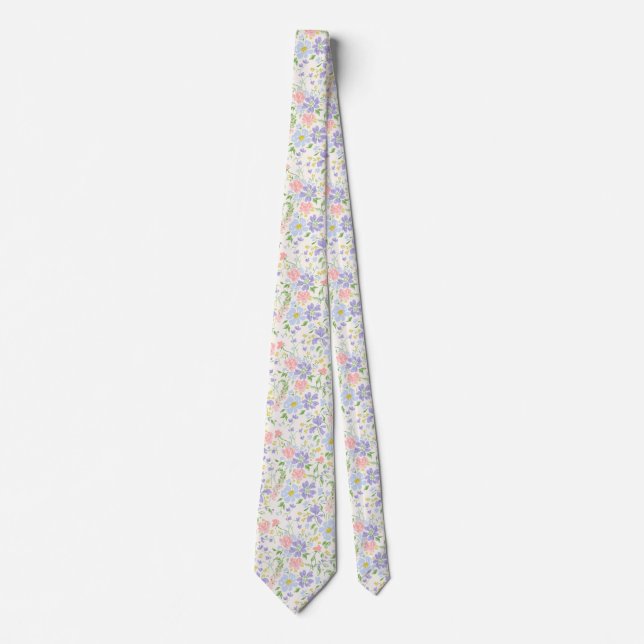 élégante cravate florale pastel (Devant)
