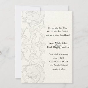 Elégante Cream et mariage gris vintage Invitation
