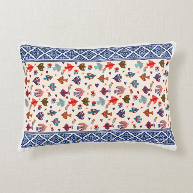 Elégante crème et Motif rouge  Coussin (Devant)