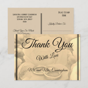 Elégante crème Florale & Merci Anneaux Carte posta