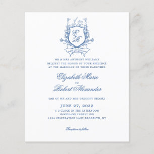 Élégante crête de Monogramme Bleu Mariage traditio