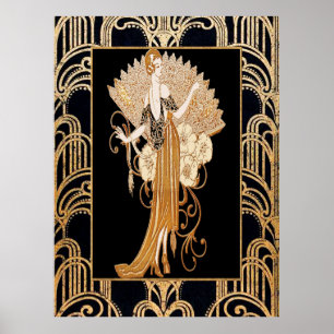 Élégante dame déco avec ventilateur