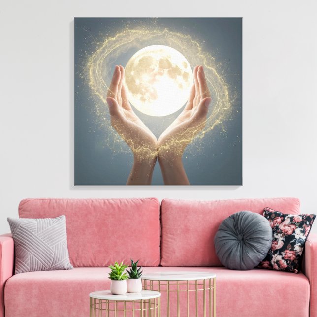 "Élégante décoration murale de lune – Toile lunair (Insitu(Salon))