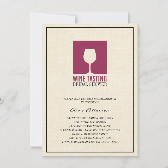 Elégante dégustation de vin Invitations de douche  (Devant)