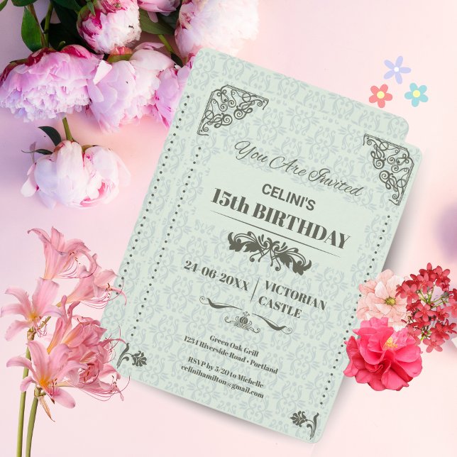 Elégante dentelle 15e anniversaire Invitations - P (Elegant Lace 15th Birthday Invitations – Custom & Stylish)