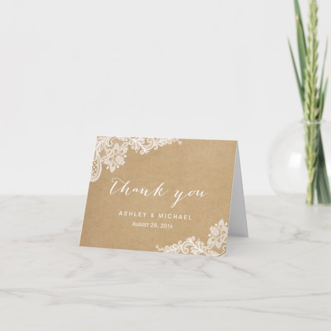 Élégante Dentelle Blanche dans Kraft Merci (Devant)
