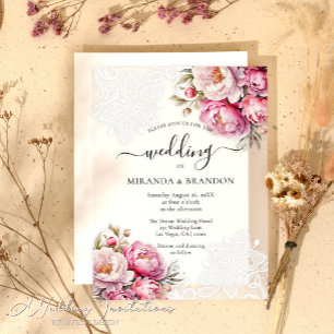 Élégante dentelle florale Faire-part de mariage ac