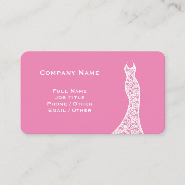 Élégante dentelle Mariage robe Carte de visite ros (Devant)