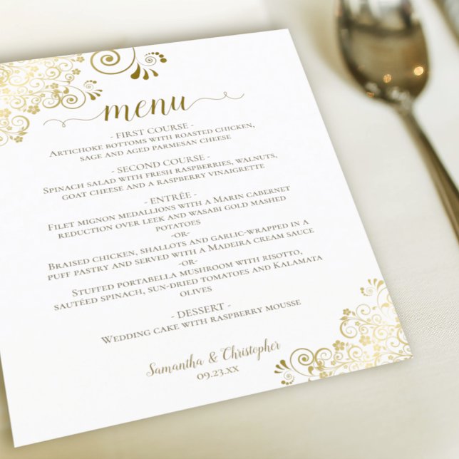 Elégante dentelle or sur le menu Mariage budget bl (Créateur téléchargé)