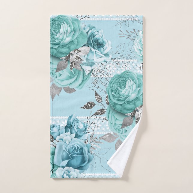 Elégante dentelle Rose Bleue (Serviette à main)