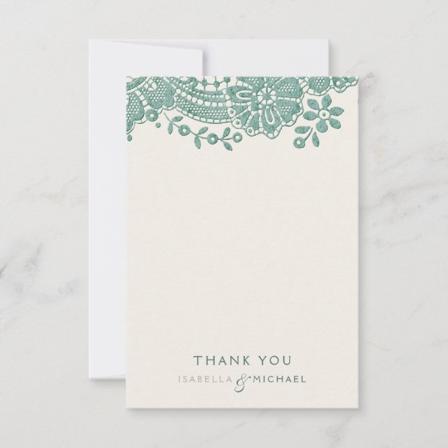 Elégante dentelle vintage rustique mariage merci (Devant)