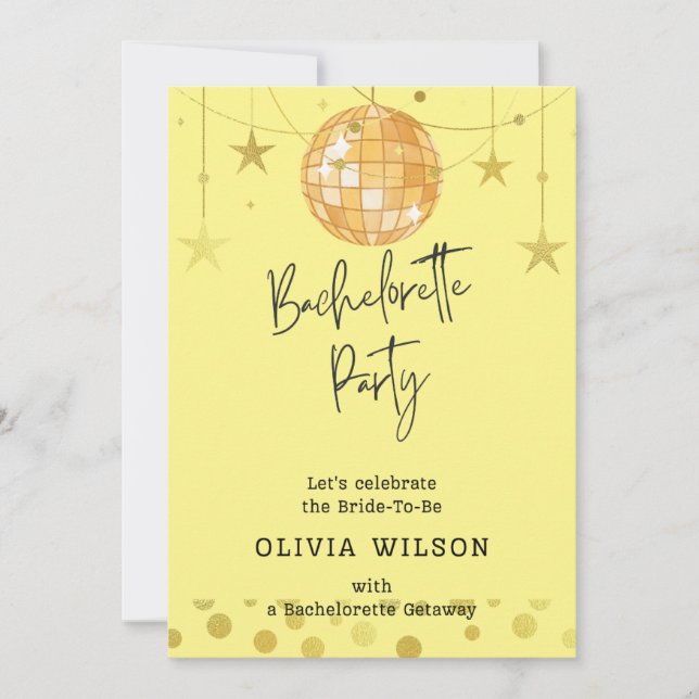 Élégante Disco Ball Bachelorette Party Invitation (Devant)
