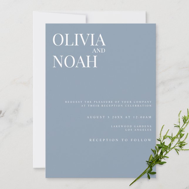 Elégante Dusty Blue Wedding Réception Invitation (Créateur téléchargé)