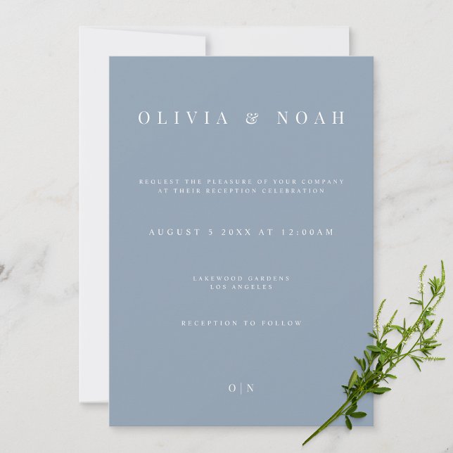 Elégante Dusty Blue Wedding Réception Invitation (Créateur téléchargé)