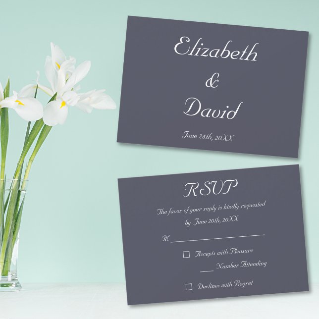 Elégante Dusty Violet Mariage RSVP Invitation Card (Elegant Dusty Purple Wedding RSVP Invitation Card)