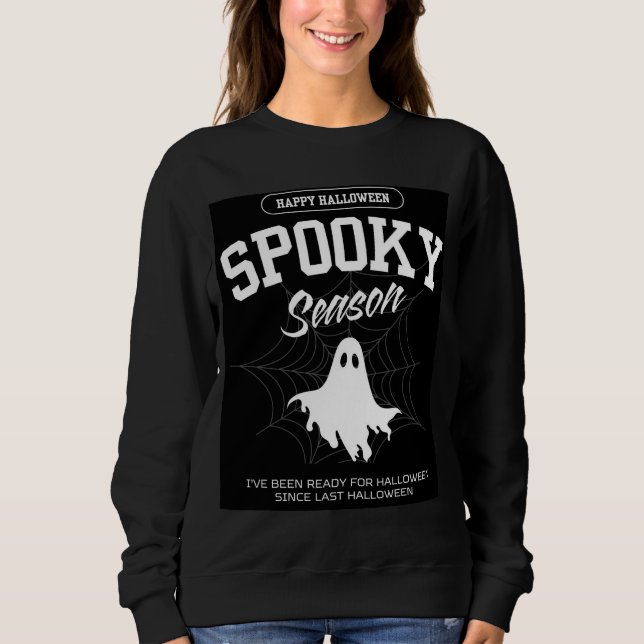 Élégante Éffrayante Fantôme Halloween Sweatshirt f (Devant)