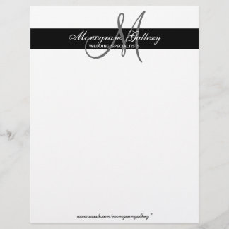 Élégante en noir et blanc monogramme Linge en-tête