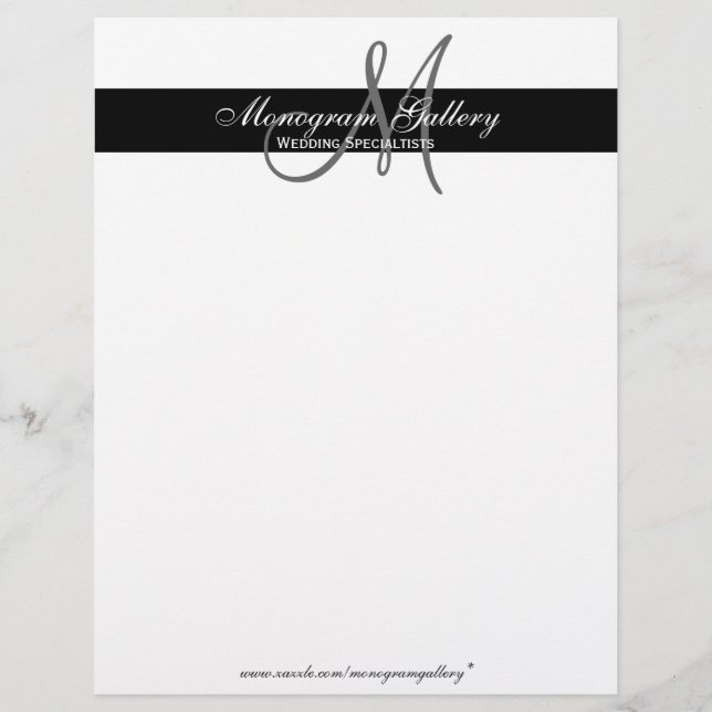 Élégante en noir et blanc monogramme Linge en-tête (Devant)