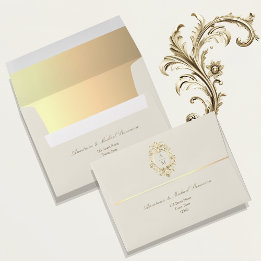 Élégante Enveloppe de Mariage Baroque Monogramme e