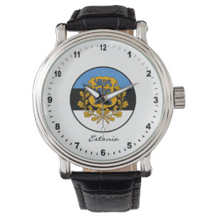Elégante Estonie Montre & Drapeau Estonien