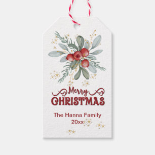 Élégante étiquette cadeau de Noël Berry et Red Mer