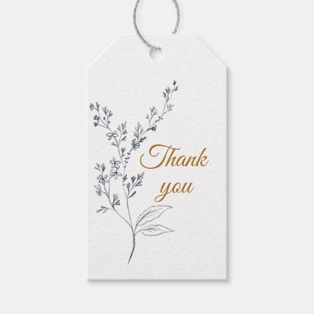 Élégante étiquette cadeau marine, or et blanc (Devant)