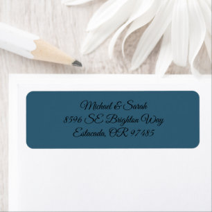 Élégante Étiquette d'Adresse de Retour Bleu Canard