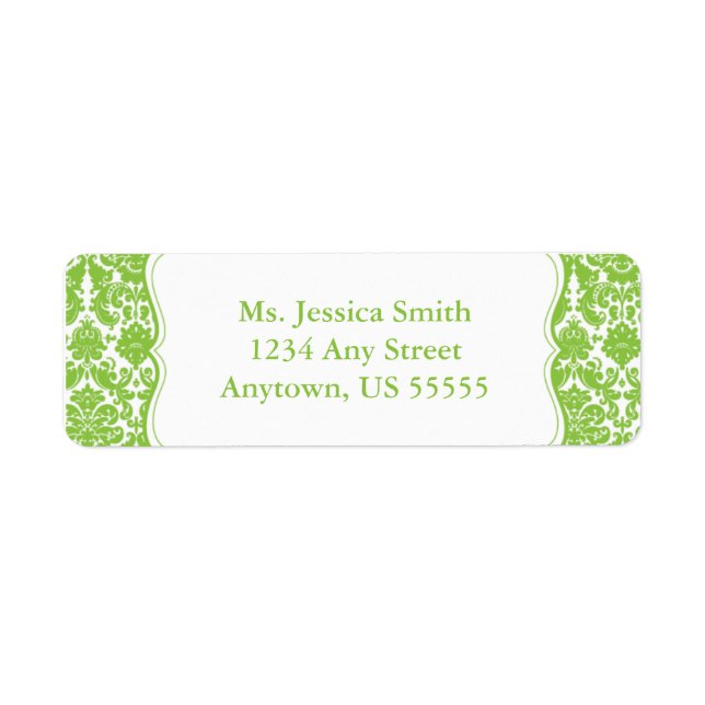 Élégante étiquette d'adresse de retour Damask (Devant)