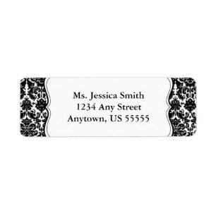 Élégante étiquette d'adresse de retour Damask