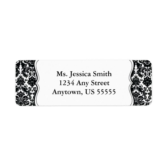 Élégante étiquette d'adresse de retour Damask (Devant)