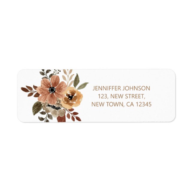 Élégante étiquette d'adresse de retour de fleurs d (Devant)