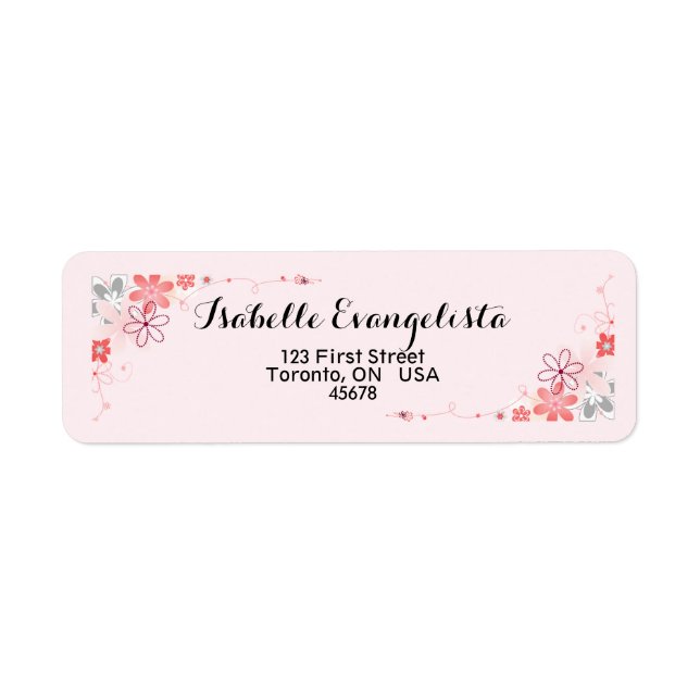 Élégante étiquette d'adresse de retour florale (Devant)