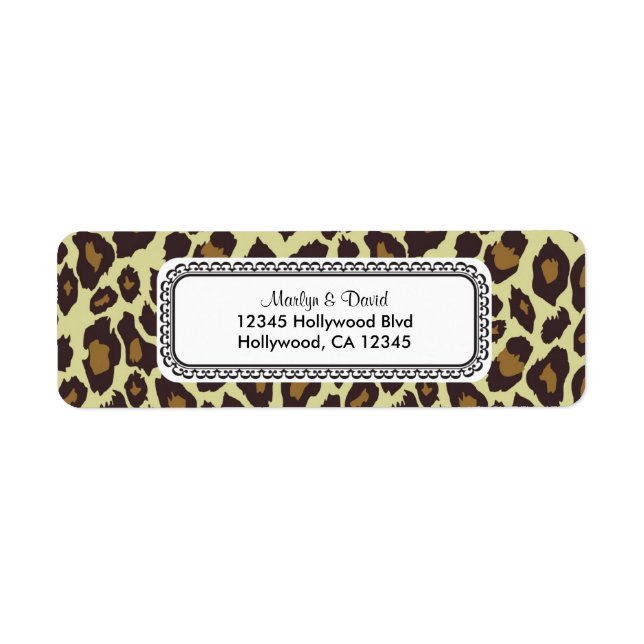 Élégante étiquette d'adresse de retour Leopard (Devant)