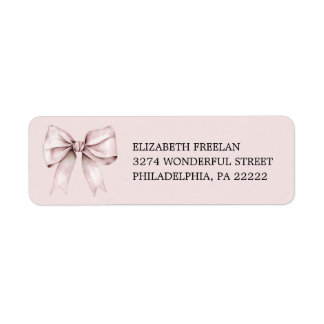 Élégante étiquette d'adresse de retour ruban rose