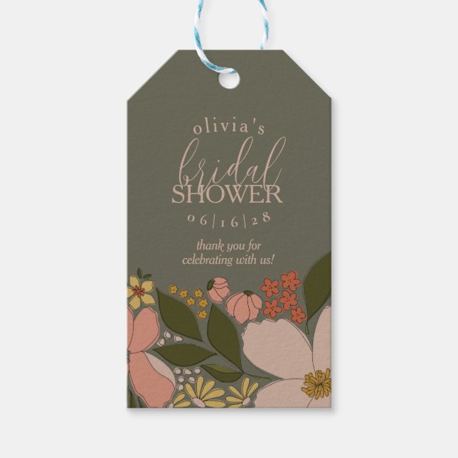 Élégante étiquette de cadeau de douche de mariage  (Devant)