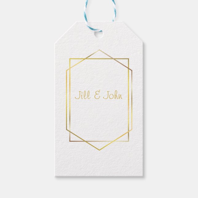 Élégante étiquette de cadeau de mariage géométriqu (Devant)