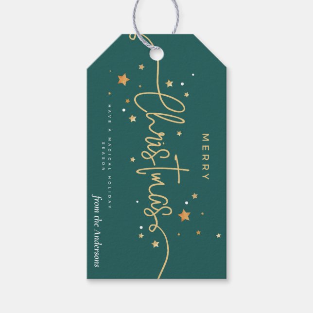Élégante étiquette de cadeau de Noël arbre de Noël (Devant)