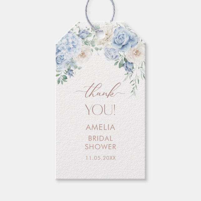 Élégante Étiquette de Cadeau Fleurs Rose Amour Aqu (Devant)