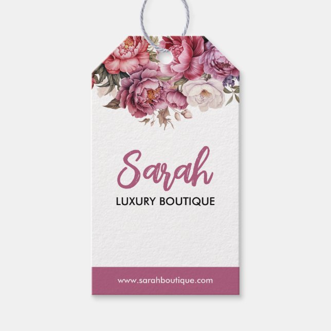 Élégante Étiquette de Commerce Fleurie Marron et B (Devant)