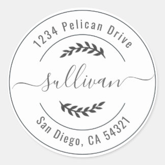 Élégante étiquette de retour d'adresse de script d