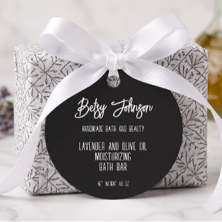 Élégante étiquette d'emballage de savon noir et bl
