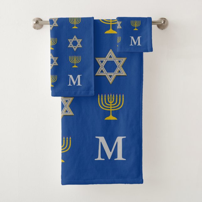 Élégante étoile juive de David Menorah Monogramme (En situation)