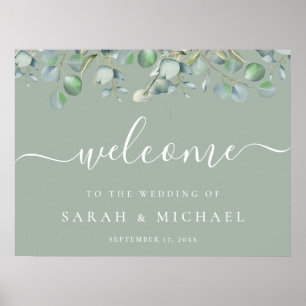 Elégante Eucalyptus Affiche de bienvenue Mariage