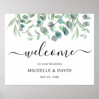 Elégante Eucalyptus Affiche de bienvenue Mariage