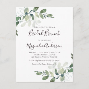 Élégante Eucalyptus Bridal Brunch Invitation Postc