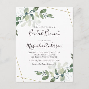 Élégante Eucalyptus Bridal Brunch Invitation Postc