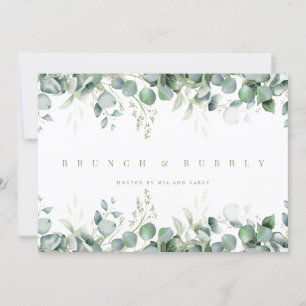 Elégante Eucalyptus White Bridal Shower Invitation